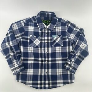 Dixxon Shirt Plaid Flannel Blue Kids Small Youth Division Long Sleeve Button DFC